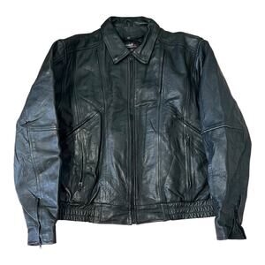 Leather Motorcycle Jacket Mens Vintage Moto Cafe Racer Biker Rider 50